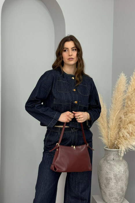 ONE COLOR ZIPPER WOMAN BAG BURGUNDY/VISHNJE 