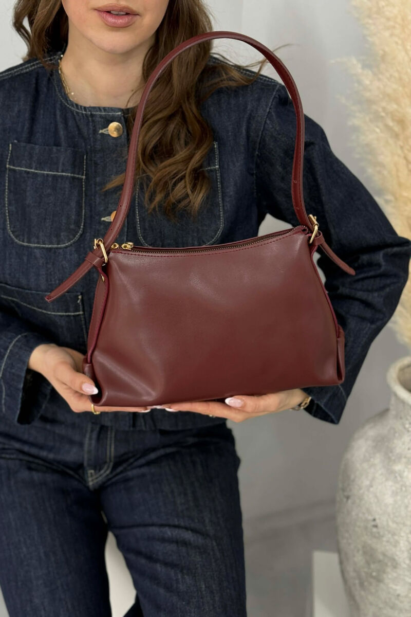 ONE COLOR ZIPPER WOMAN BAG BURGUNDY/VISHNJE - 3