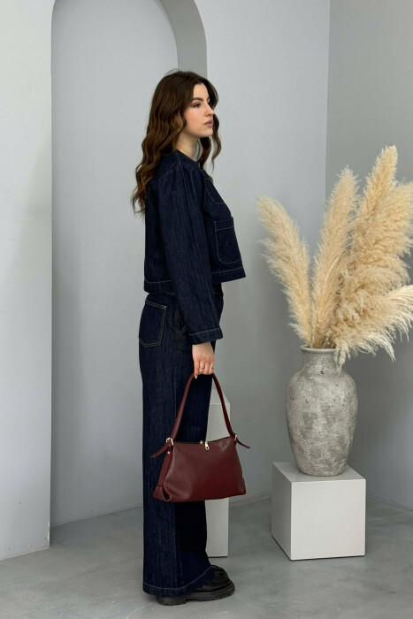 ONE COLOR ZIPPER WOMAN BAG BURGUNDY/VISHNJE - 4