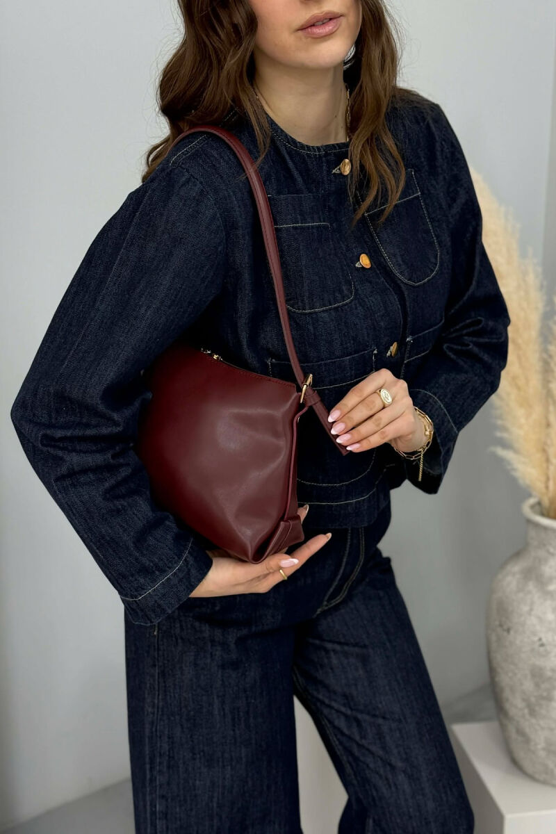 ONE COLOR ZIPPER WOMAN BAG BURGUNDY/VISHNJE - 6