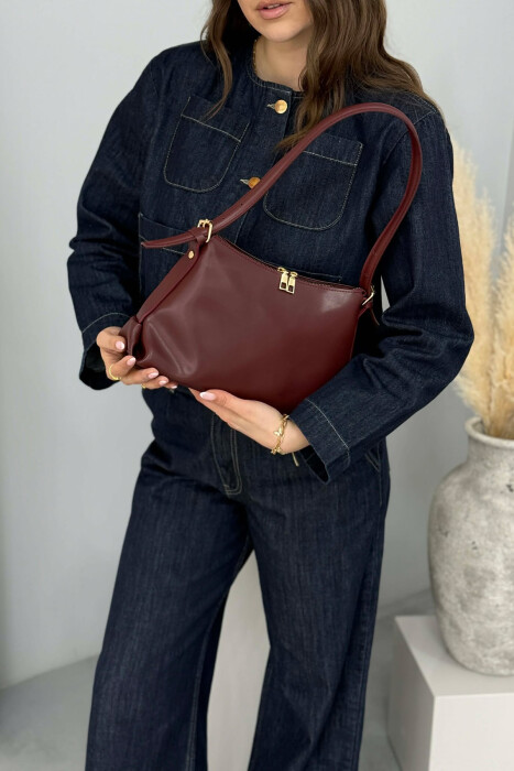 ONE COLOR ZIPPER WOMAN BAG BURGUNDY/VISHNJE - 7