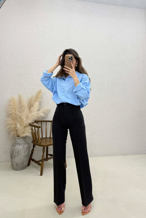 ONE COLOR WOMAN TROUSERS BLUE/BLU 