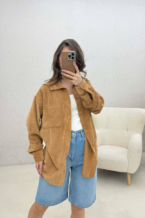 ONE FRONT POCKET WOMAN SHIRT BEIGE/BEZHE 