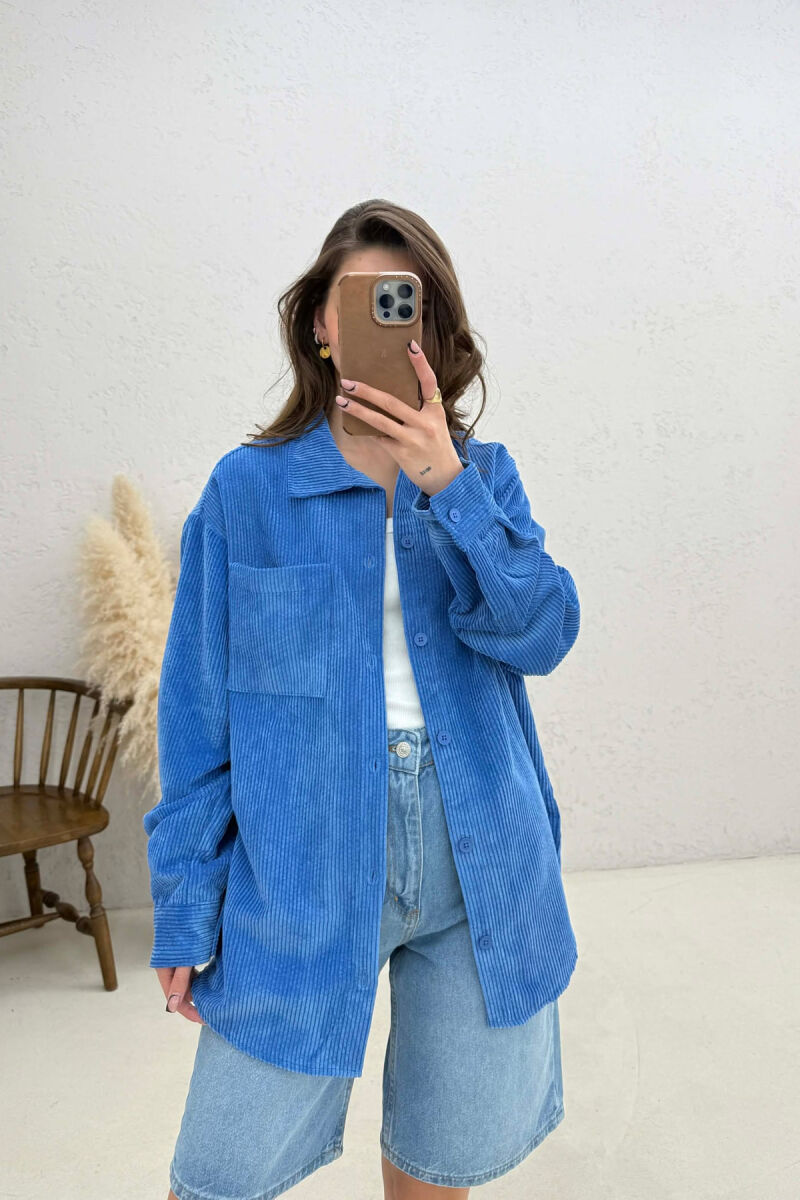 ONE FRONT POCKET WOMAN SHIRT BLUE/BLU - 1