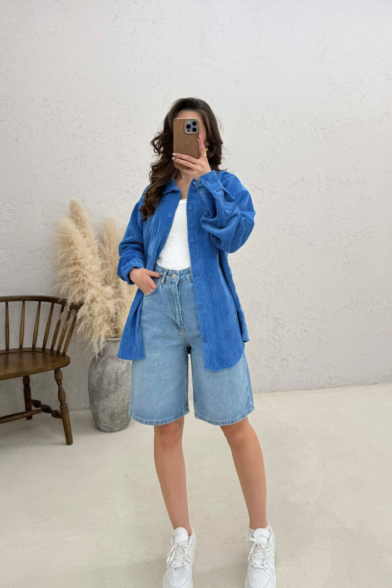 ONE FRONT POCKET WOMAN SHIRT BLUE/BLU - 3