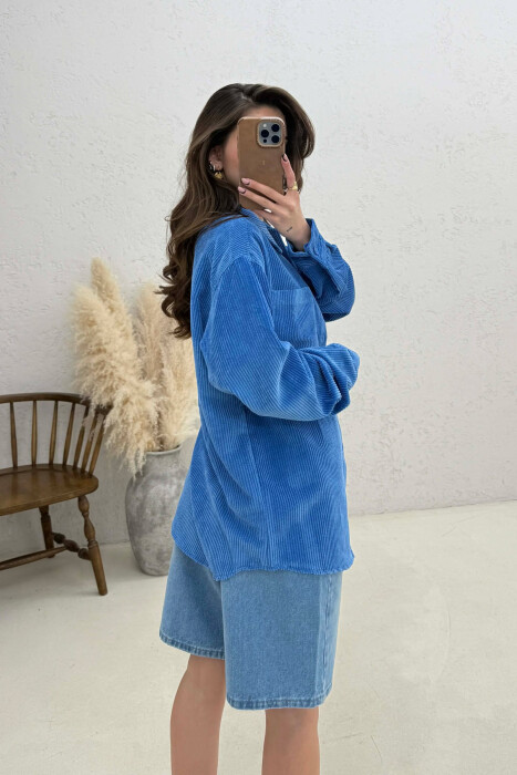 ONE FRONT POCKET WOMAN SHIRT BLUE/BLU - 4