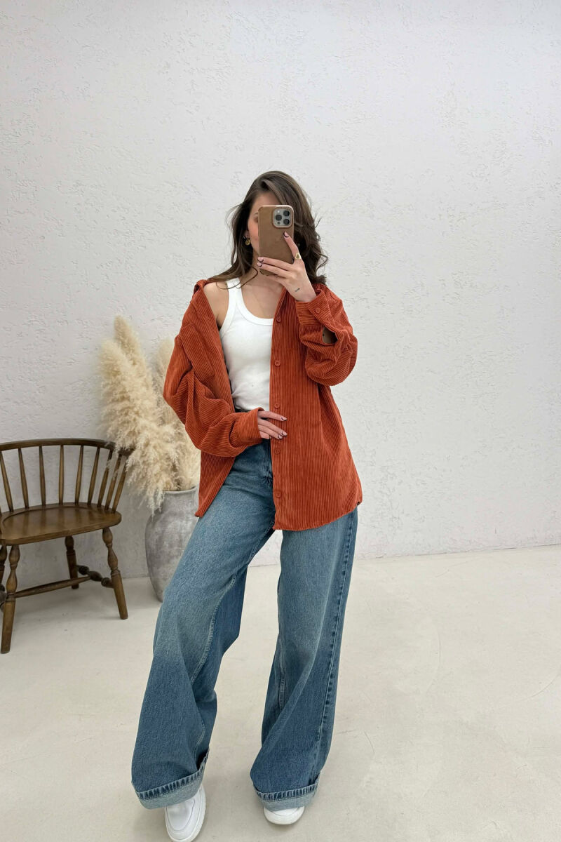 ONE FRONT POCKET WOMAN SHIRT BRICK/TULLE - 3