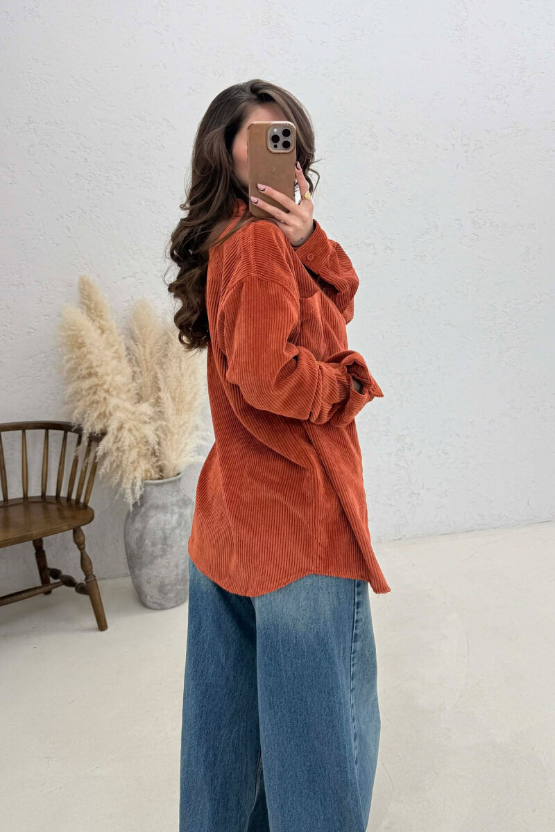 ONE FRONT POCKET WOMAN SHIRT BRICK/TULLE - 4