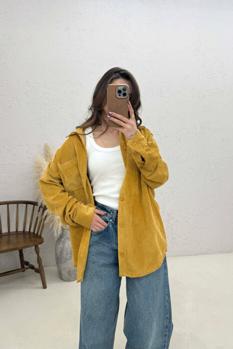 ONE FRONT POCKET WOMAN SHIRT MUSTARD/MUSTARDE - 1