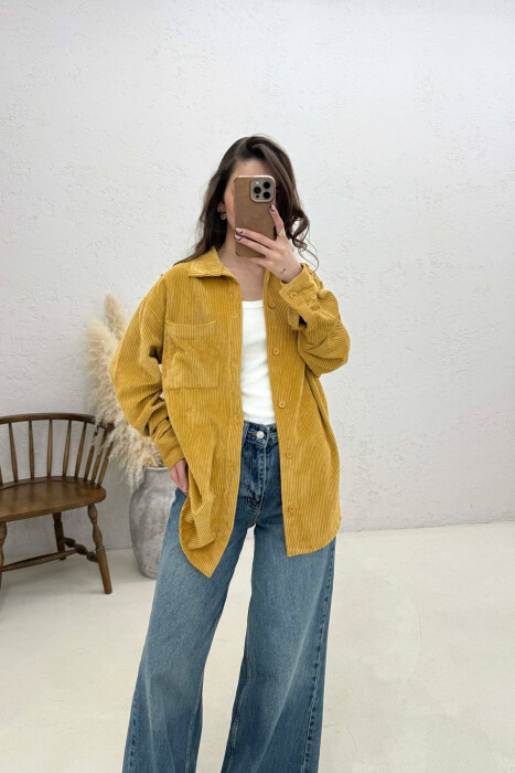 ONE FRONT POCKET WOMAN SHIRT MUSTARD/MUSTARDE - 2