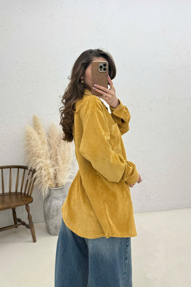 ONE FRONT POCKET WOMAN SHIRT MUSTARD/MUSTARDE - 3