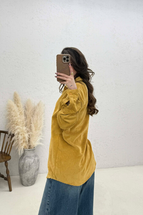 ONE FRONT POCKET WOMAN SHIRT MUSTARD/MUSTARDE - 4