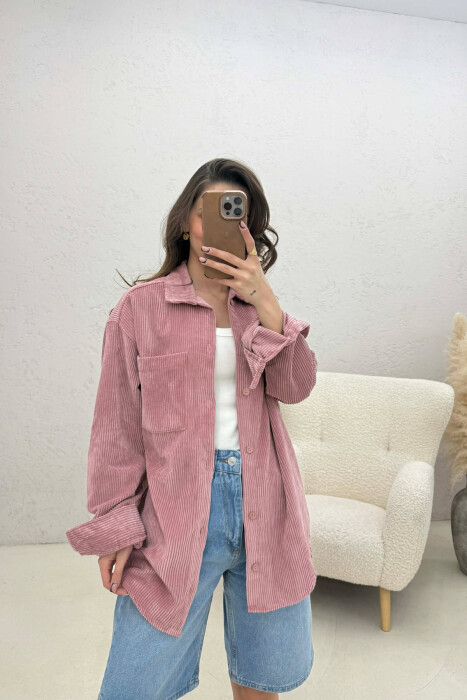 ONE FRONT POCKET WOMAN SHIRT POWDER/PUDER - 