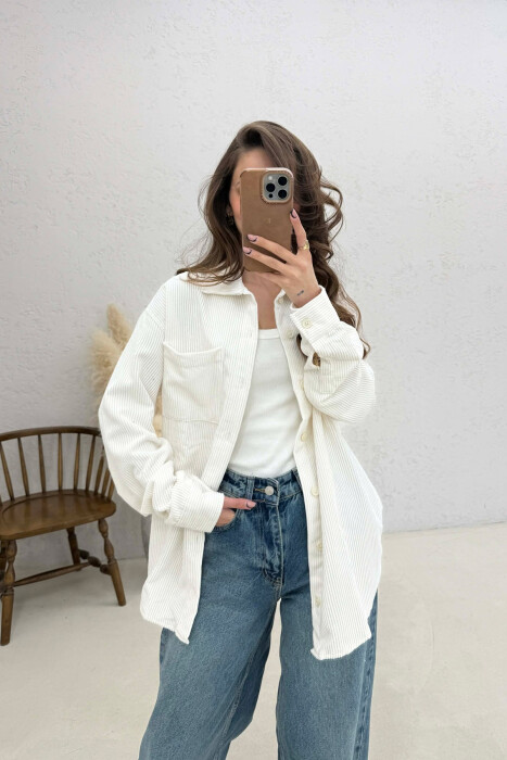 ONE FRONT POCKET WOMAN SHIRT WHITE-E BARDHE 