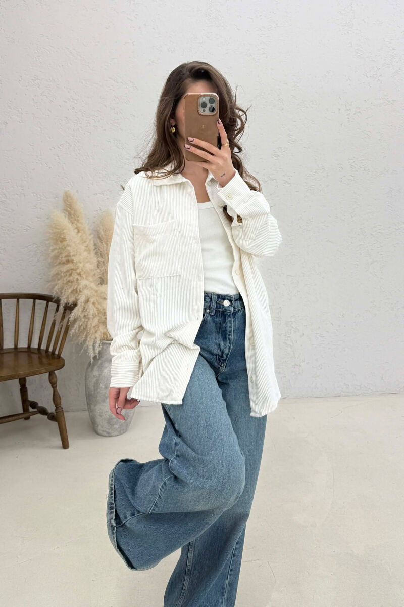 ONE FRONT POCKET WOMAN SHIRT WHITE-E BARDHE - 2