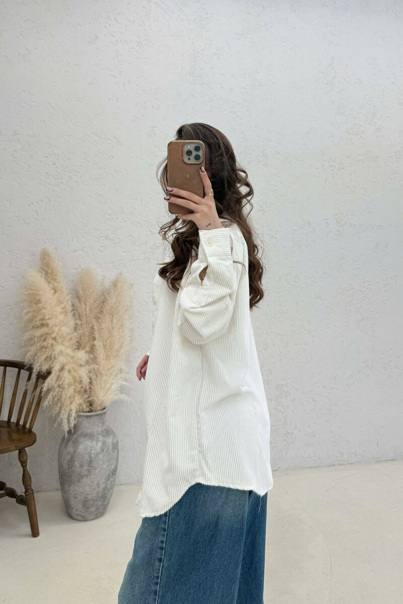 ONE FRONT POCKET WOMAN SHIRT WHITE-E BARDHE - 4