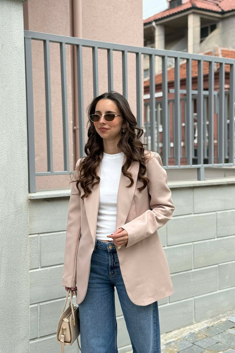 ONE GOLD BUTTON CLASSIC WOMAN JACKET BEIGE/BEZHE - 1