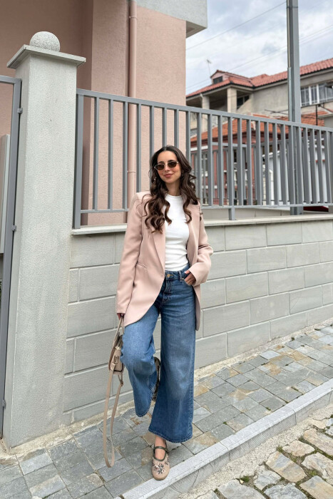 ONE GOLD BUTTON CLASSIC WOMAN JACKET BEIGE/BEZHE - 2