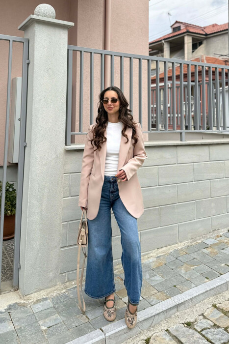 ONE GOLD BUTTON CLASSIC WOMAN JACKET BEIGE/BEZHE - 4