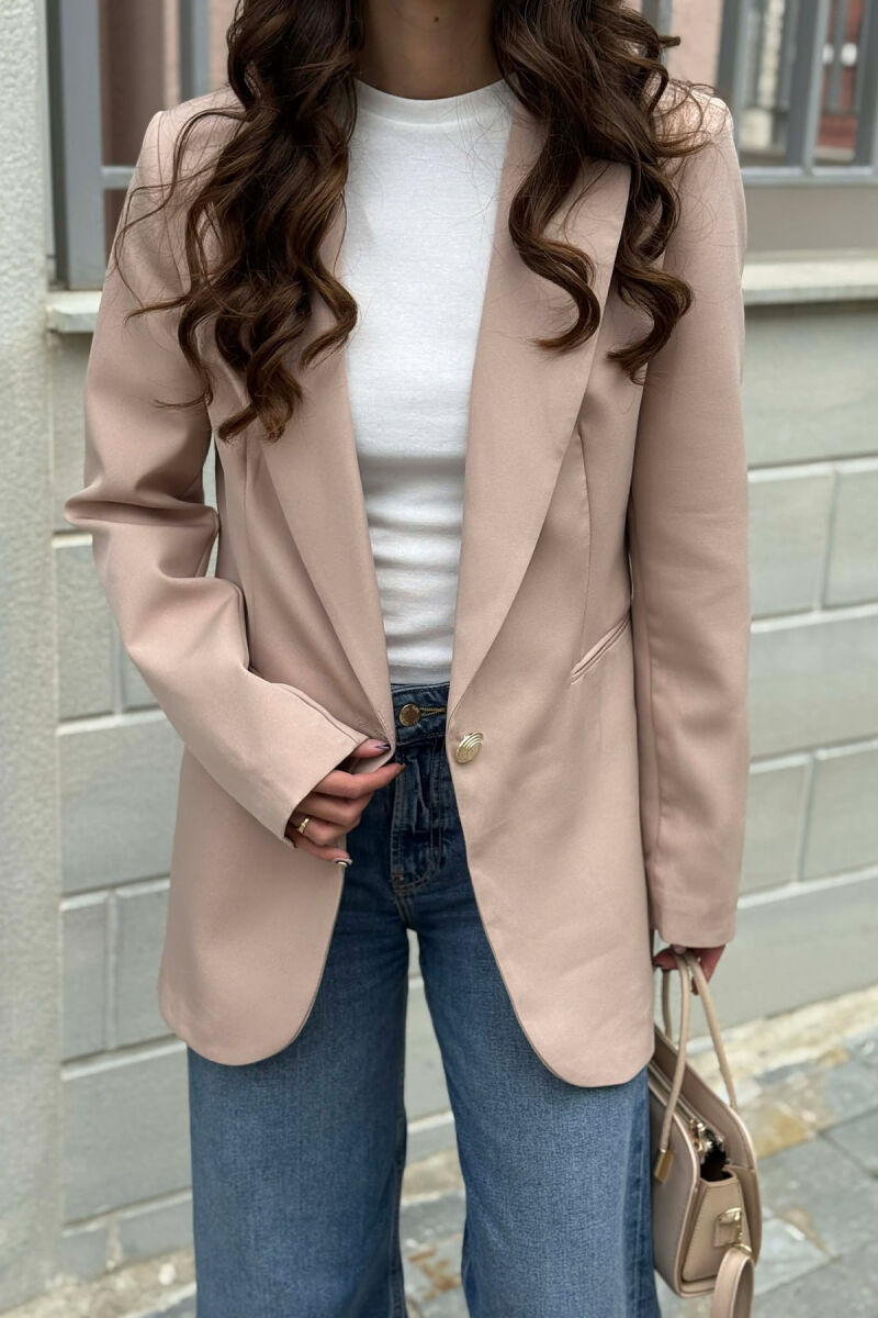 ONE GOLD BUTTON CLASSIC WOMAN JACKET BEIGE/BEZHE - 5