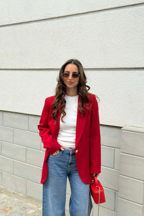 ONE GOLD BUTTON CLASSIC WOMAN JACKET BURGUNDY/VISHNJE 