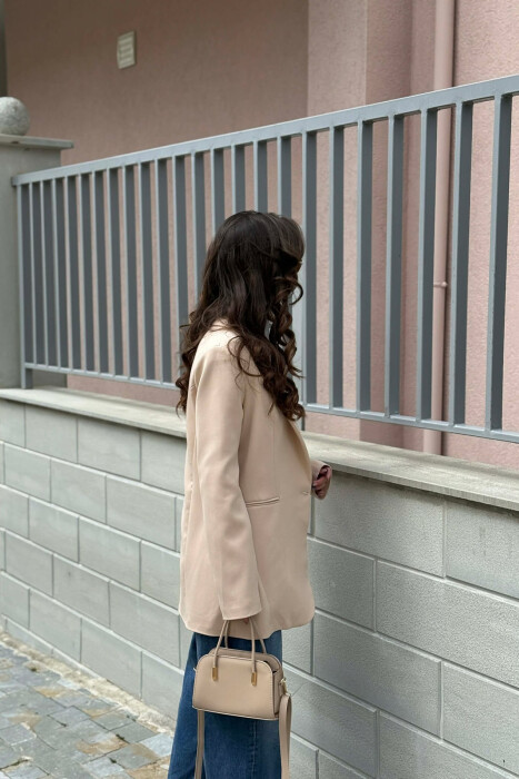 ONE GOLD BUTTON CLASSIC WOMAN JACKET LIGHT BEIGE/BZHZB - 2