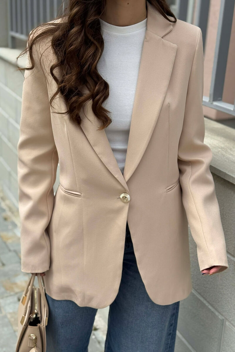 ONE GOLD BUTTON CLASSIC WOMAN JACKET LIGHT BEIGE/BZHZB - 4