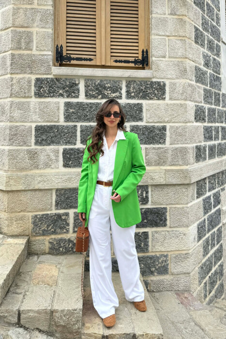 ONE GOLD BUTTON CLASSIC WOMAN JACKET LIGHT GREEN/JEZB - 3