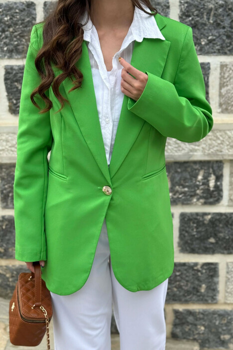 ONE GOLD BUTTON CLASSIC WOMAN JACKET LIGHT GREEN/JEZB - 4