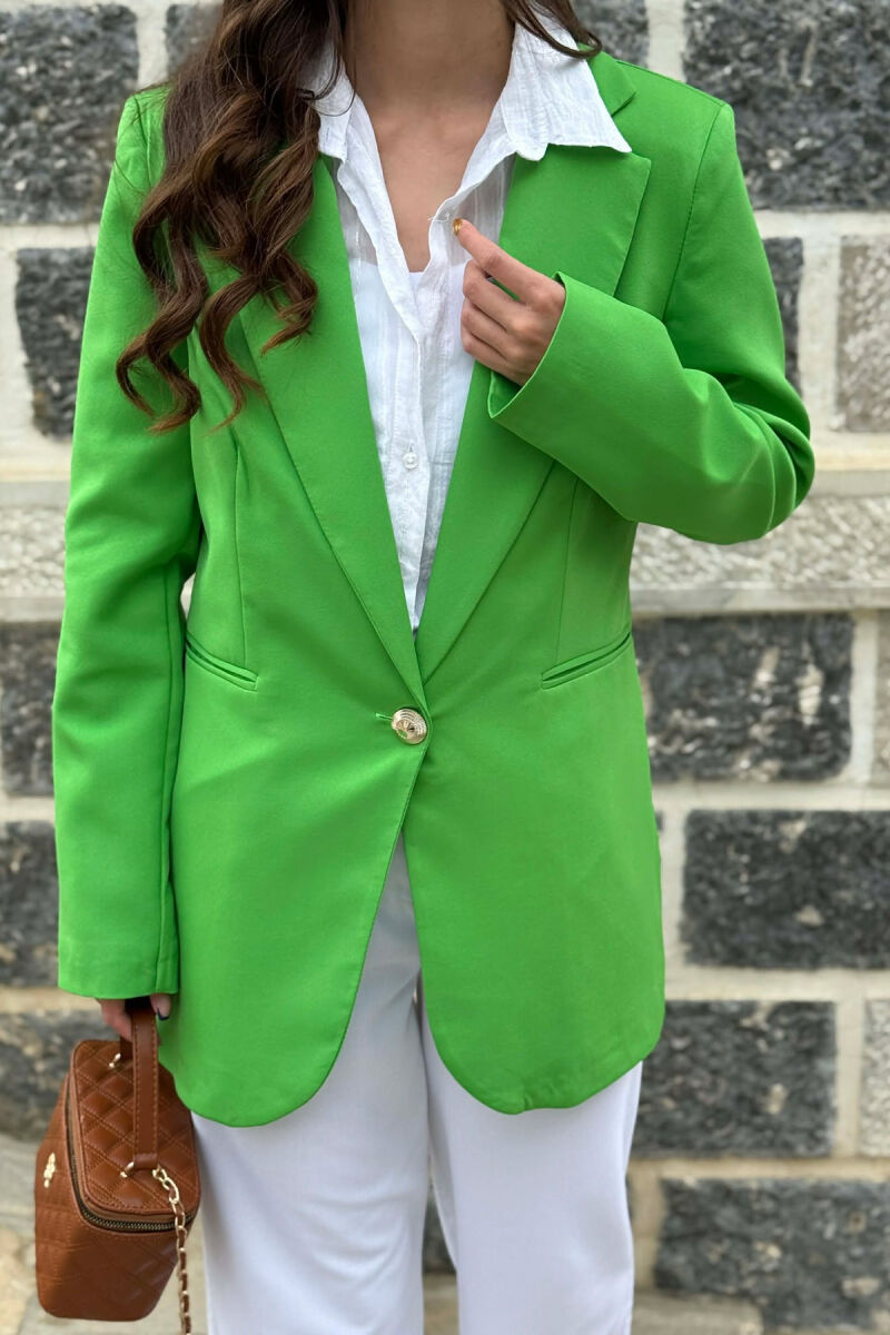 ONE GOLD BUTTON CLASSIC WOMAN JACKET LIGHT GREEN/JEZB - 4