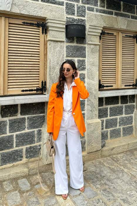 ONE GOLD BUTTON CLASSIC WOMAN JACKET ORANGE/PORTOKALLI 