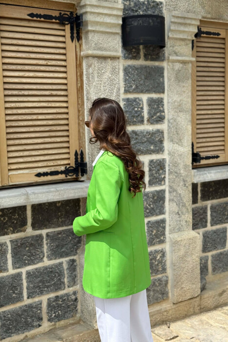 ONE GOLD BUTTON CLASSIC WOMAN JACKET PISTACHIO - 2