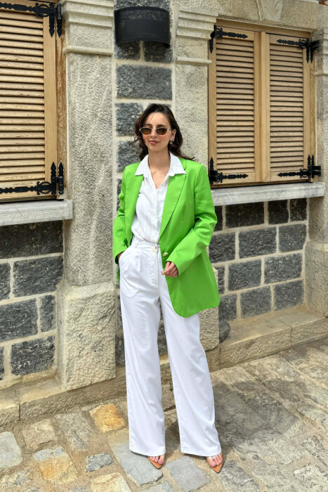 ONE GOLD BUTTON CLASSIC WOMAN JACKET PISTACHIO - 3