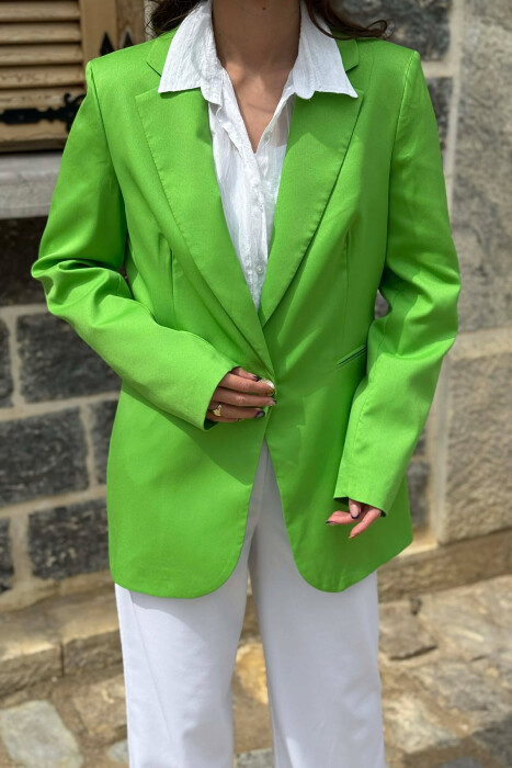 ONE GOLD BUTTON CLASSIC WOMAN JACKET PISTACHIO - 4