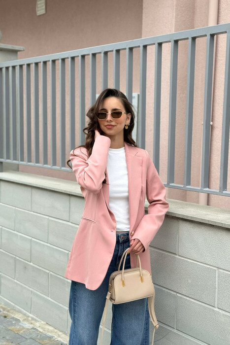 ONE GOLD BUTTON CLASSIC WOMAN JACKET POWDER/PUDER 