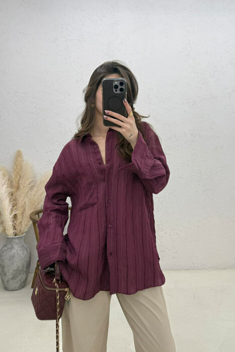 ONE POCKET WOMAN SHIRT BURGUNDY/VISHNJE - 1