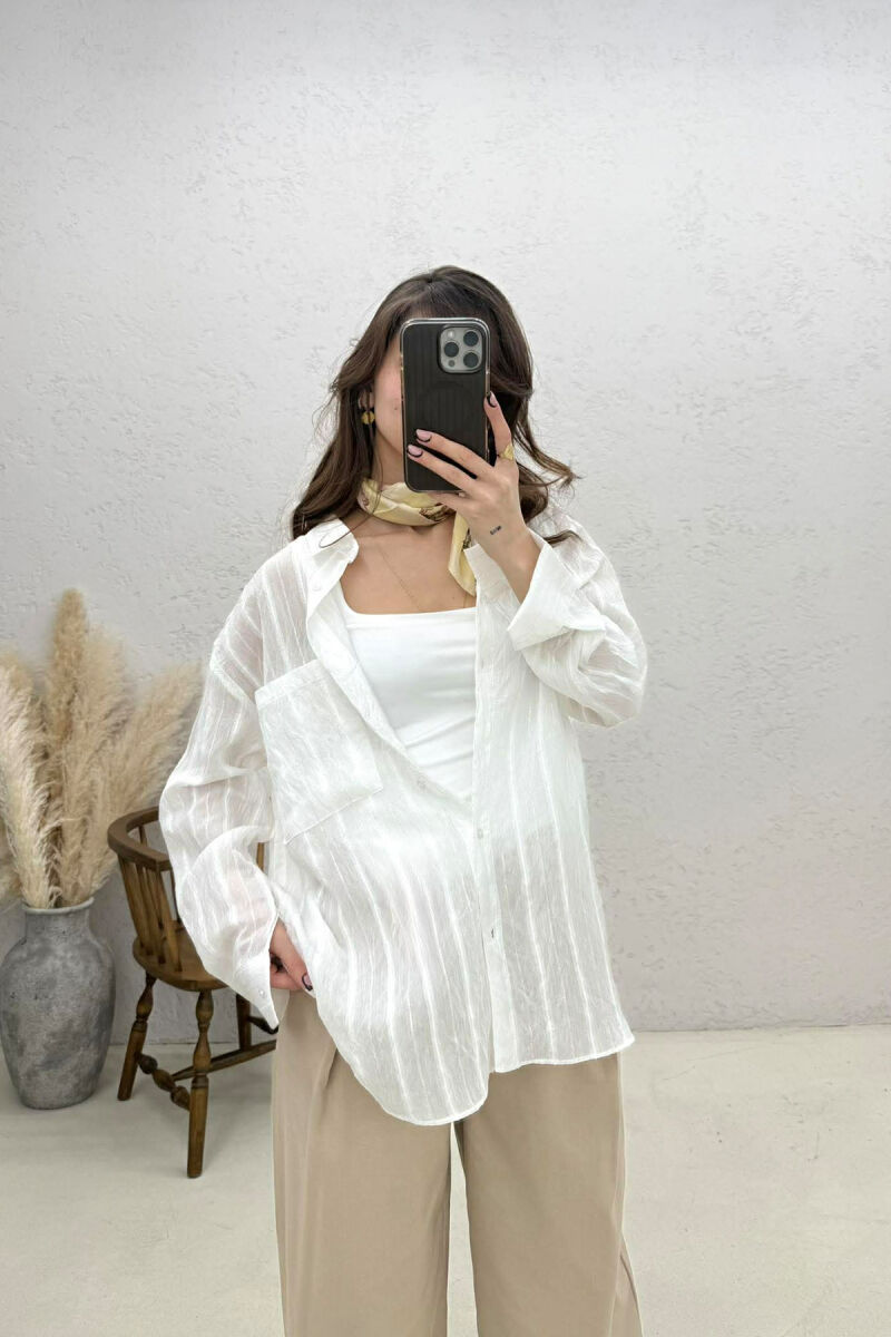 ONE POCKET WOMAN SHIRT WHITE-E BARDHE - 1