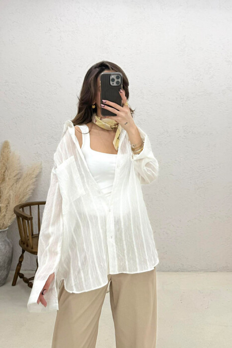 ONE POCKET WOMAN SHIRT WHITE-E BARDHE - 4