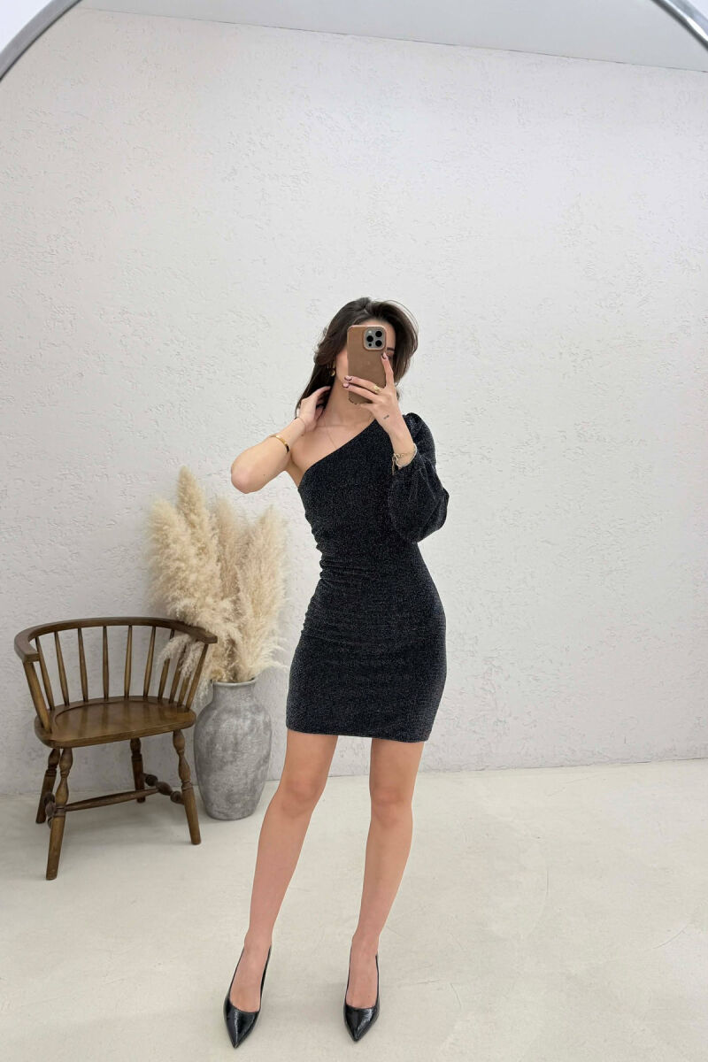 ONE SHOULDER OFF SHORT WOMAN DRESS BLACK/ E ZEZE - 2