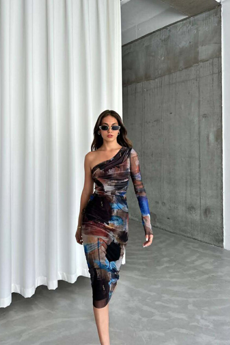 ONE SHOULDER OFF WOMAN DRESS MULTIPLE/SHNGJ - 1