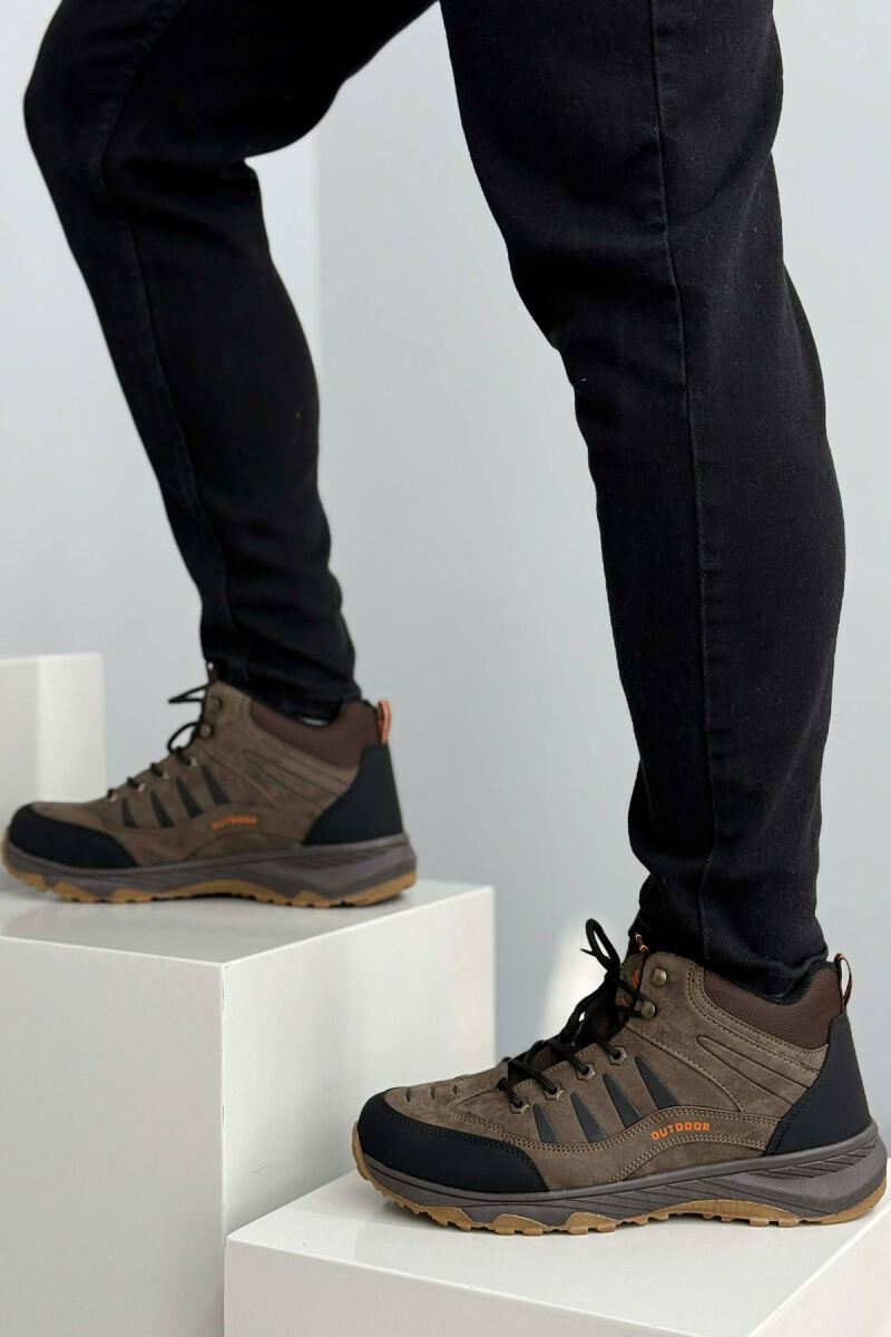 OUTDOOR TRAIL FLUFFY LACING MEN SEMIANKLE SNEAKERS DARK BROWN/KAE - 2