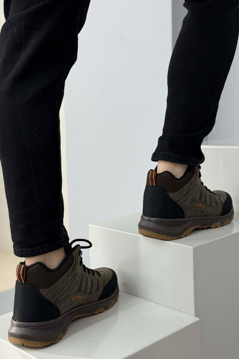 OUTDOOR TRAIL FLUFFY LACING MEN SEMIANKLE SNEAKERS DARK BROWN/KAE - 6