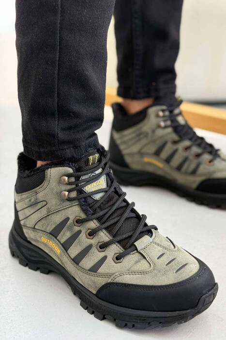 OUTDOOR TRAIL FLUFFY LACING MEN SEMIANKLE SNEAKERS GREEN/JESHILE - KLAUDIO FASHION