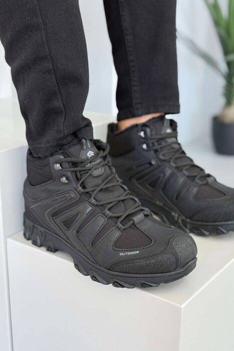 OUTDOOR TRAIL FLUFFY LACING MEN SNEAKERS BLACK/ E ZEZE - KLAUDIO FASHION