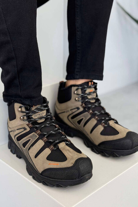 OUTDOOR TRAIL FLUFFY LACING MEN SNEAKERS BROWN/KAFE - KLAUDIO FASHION