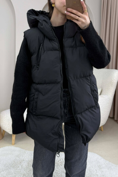 JELEK I THJESHTE NJE NGJYRESH ME KAPUÇ PER FEMRA NE NGJYRE TE ZEZE - KLAUDIO FASHION