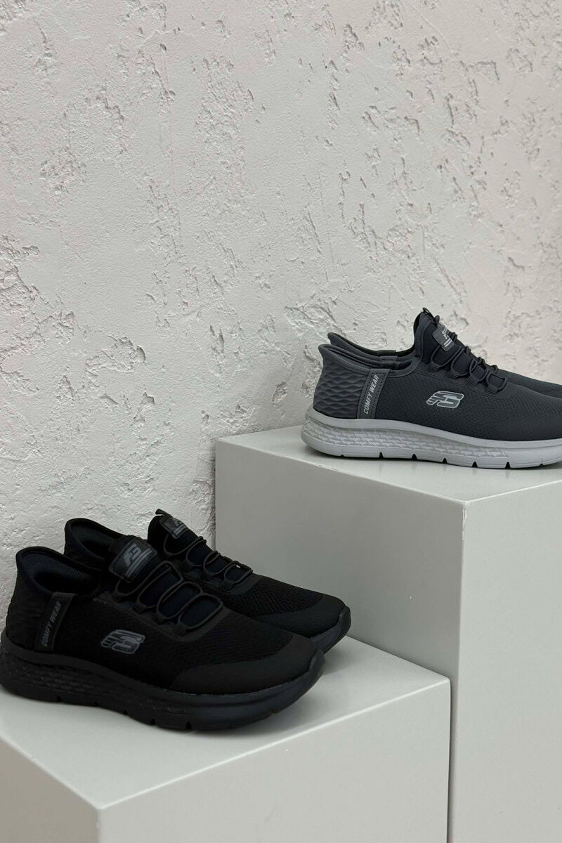 PACK OF 2 PIECES ELASTIC LACES PALTFORM WOMEN SNEAKERS BLACK-GREY/ZEGR - 2