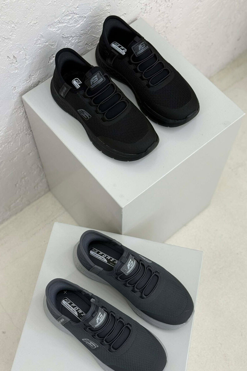 PACK OF 2 PIECES ELASTIC LACES PALTFORM WOMEN SNEAKERS BLACK-GREY/ZEGR - 4