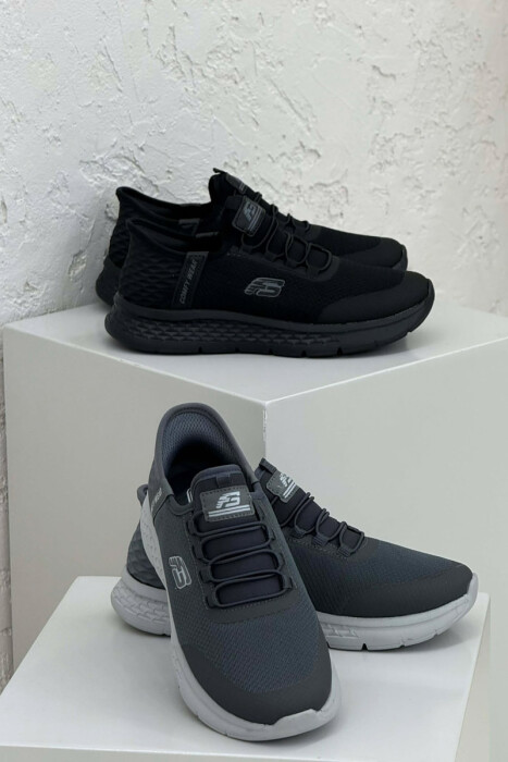 PACK OF 2 PIECES ELASTIC LACES PALTFORM WOMEN SNEAKERS BLACK-GREY/ZEGR - 5