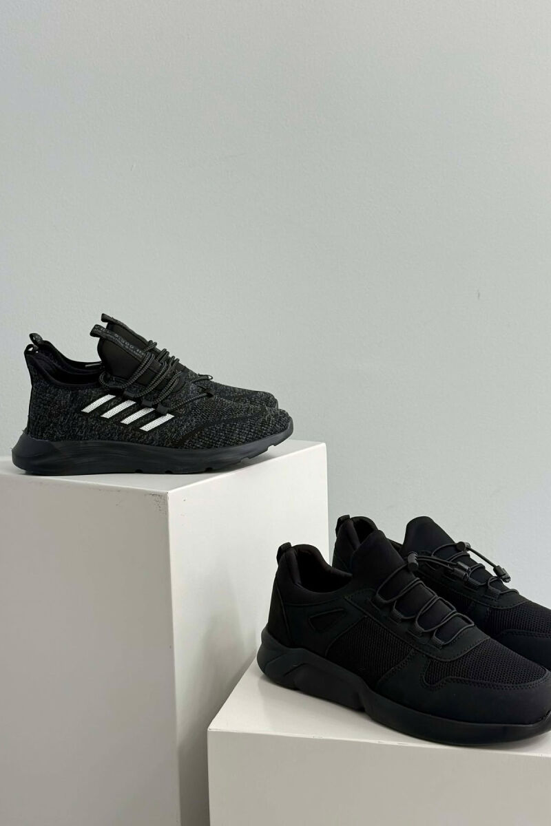 PACK OF 2 PIECES SIMPLE EVERYDAY MEN SNEAKERS BLACK-GREY/ZEGR - 4